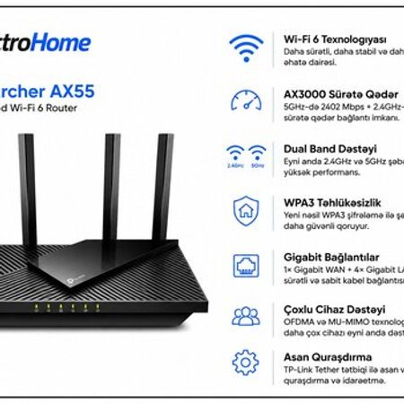 Modem TP-Link Archer AX55 – Şəbəkə avadanlıqları – ucuztap.az