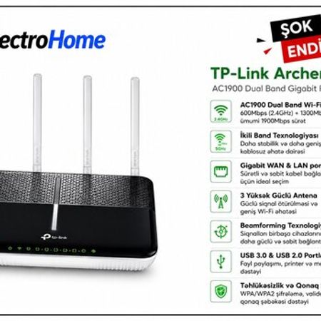 TP-Link Archer C9 AC1900 Dual Band Gigabit Router – Şəbəkə avadanlıqları – ucuztap.az