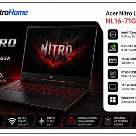 Noutbuk Acer Nitro Lite NL16-71G-55GW – Noutbuklar və Netbuklar – ucuztap.az