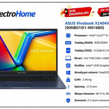 ASUS Vivobook X1404VA-I512256 (90NB010I1-M016B0) – Noutbuklar və Netbuklar – ucuztap.az