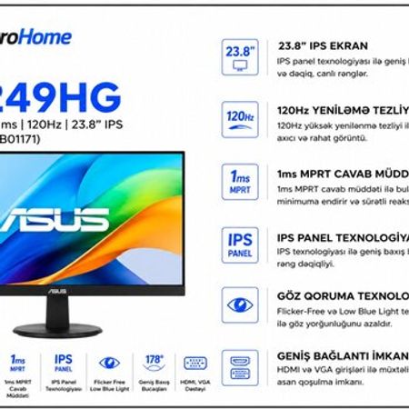 Monıtor ASUS VA249HG – Masaüstü kompüterlər – ucuztap.az