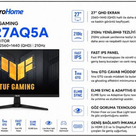 ASUS TUF Gaming VG27AQ5A – Masaüstü kompüterlər – ucuztap.az