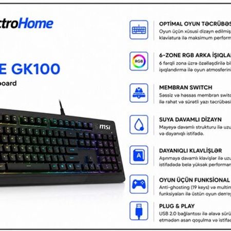 MSI FORGE GK100 Gaming Keyboard – Kompüter aksesuarları – ucuztap.az