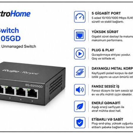Reyee Switch RG-ES105GD – Şəbəkə avadanlıqları – ucuztap.az