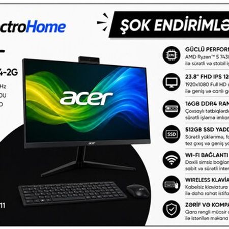 Acer Aspire C24-2G monitoru – Masaüstü kompüterlər – ucuztap.az