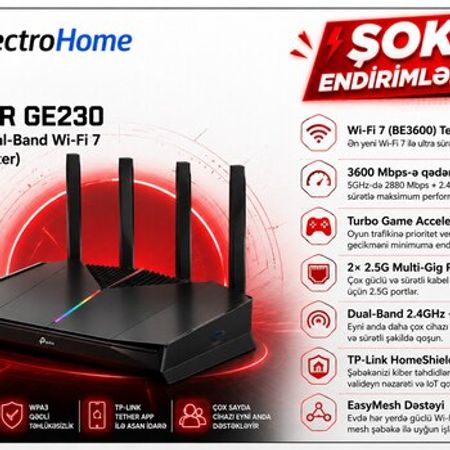 TP-Link Archer GE230 (BE3600 Dual-Band Wi-Fi 7 Gaming Router) – Şəbəkə avadanlıqları – ucuztap.az