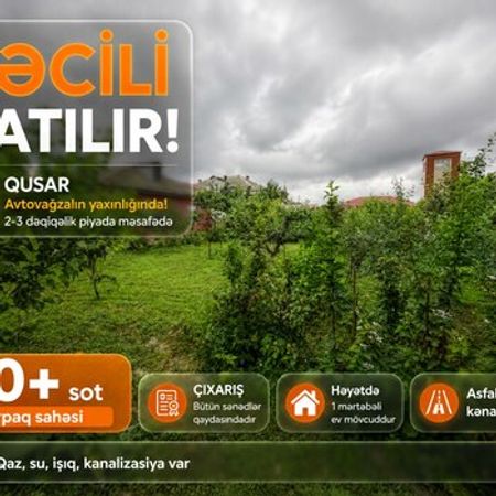 10 Sot torpaq sahəsi, Qusar ş. – Qusar – ucuztap.az