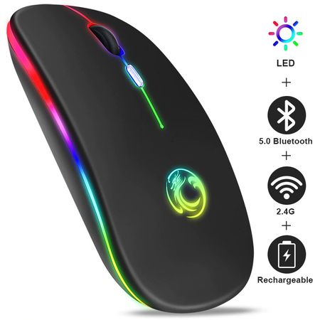 Simsiz Bluetooth RGB İşıqlı Səssiz Siçan – Şarj Edilə Bilən Wireless M – Bakı – ucuztap.az