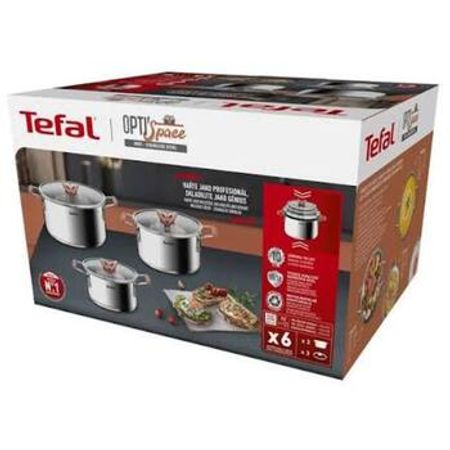 Qazan dəsti TEFAL Optispace Paslanmaz Polad 6 Parça – Qab-qacaq və mətbəx ləvazimatları – ucuztap.az