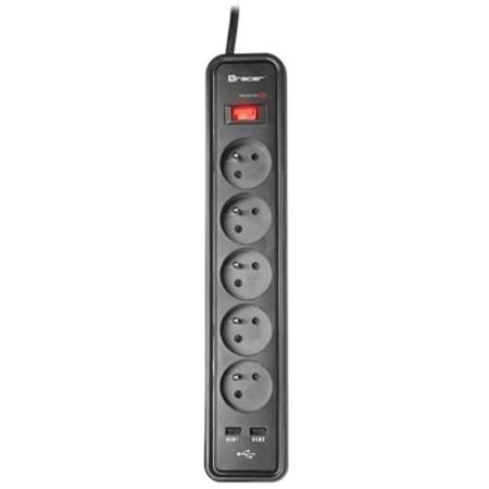 Surge protector TRACER Mobile ready 1.5 m Black (5 outlets + 2USB 2.1A) 45418 – Təmir və tikinti – ucuztap.az