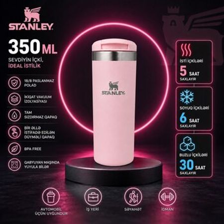 Paslanmaz Polad Termos Mug 350ML Çəhrayı – Bakı – ucuztap.az