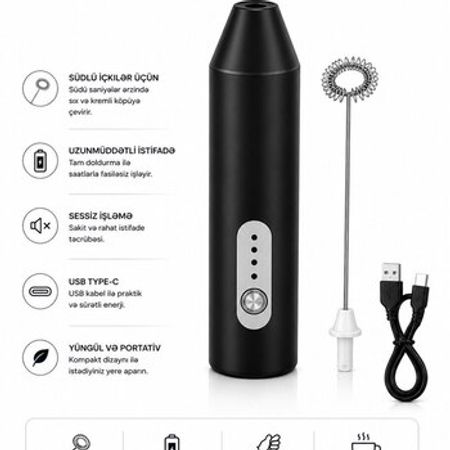 Wireless Milk Frother - 3 Mixing Modes – Bakı – ucuztap.az