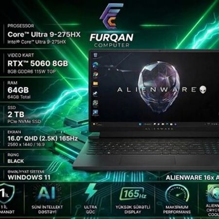 Dell ALIENWARE 16X AURORA | Intel® Core™ Ultra 9-275HX | RTX™ – Noutbuklar və Netbuklar – ucuztap.az