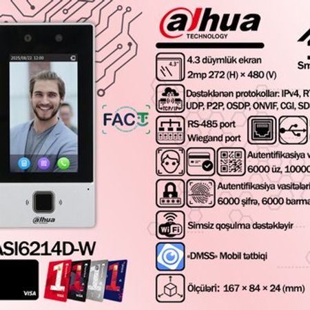 Dahua access terminal üz tanıma cihazı ASI6214D-W – Bakı – ucuztap.az