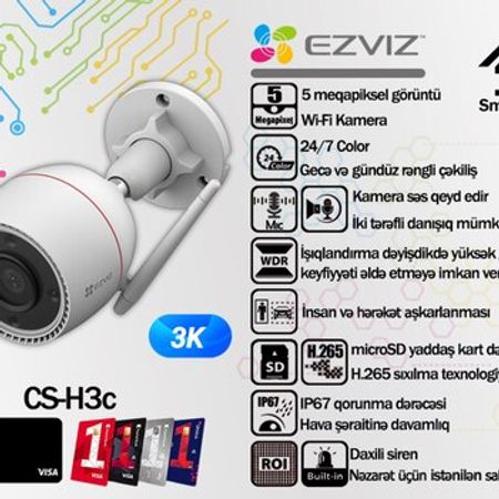EZVIZ 5mp Wi-Fi kamerası H3c 3K – Bakı – ucuztap.az