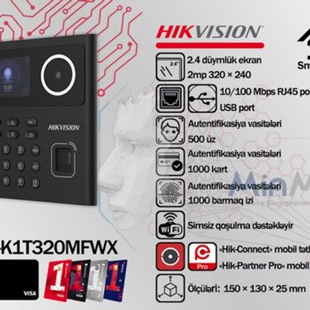 Hikvision access terminal üz tanıma cihazı DS-K1T320MFWX – Bakı – ucuztap.az