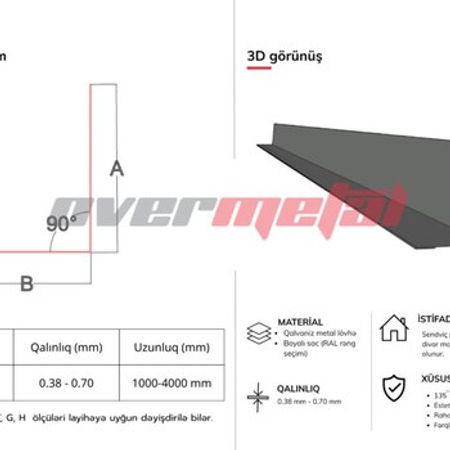Metal list aksesuarlar (İç Künc Profili) – Təmir və tikinti – ucuztap.az