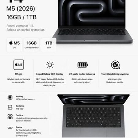 Apple MacBook Pro 14 inch M5 16GB/1TB (2026) – Bakı – ucuztap.az