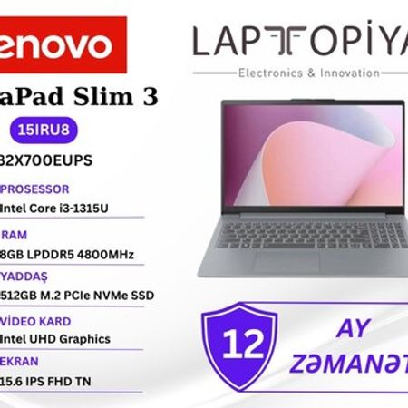 Lenovo IdeaPad Slim 3 15IRU8 (82X700EUPS) – Noutbuklar və Netbuklar – ucuztap.az