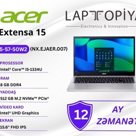 Acer Extensa 15 EX215-57-50W2 (NX.EJAER.007) – Noutbuklar və Netbuklar – ucuztap.az