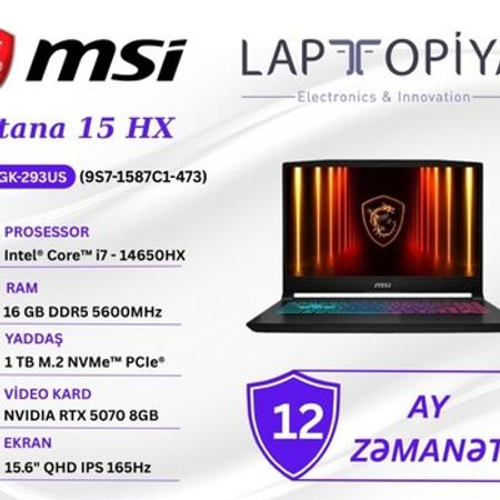 MSI Katana 15 HX B14WGK-293US (9S7-1587C1-473) – Noutbuklar və Netbuklar – ucuztap.az