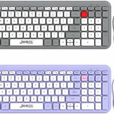 Jedel WS739 Slim Klaviatura + siçan dəsti Gray və Purple (BT+Wifi) – Bakı – ucuztap.az