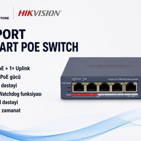 Hikvision 4 Port Smart PoE Switch – Bakı – ucuztap.az
