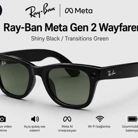 Ray Ban Meta Gen 2 Wayfarer Shiny Black transition – Bakı – ucuztap.az