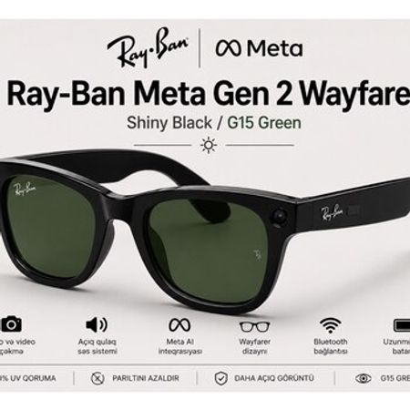 Ray Ban Meta Gen 2 Wayfarer Shiny Black G15 Green – Bakı – ucuztap.az