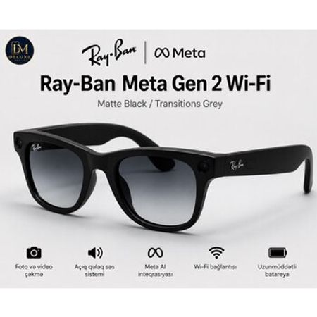 Ray-Ban Meta Gen 2 – Matte Black Transition Grey – Bakı – ucuztap.az