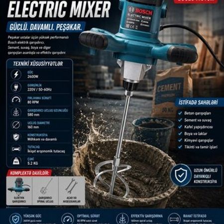 Bosch 2600W elektrik qarışdırıcı (Mikser) – Təmir və tikinti – ucuztap.az