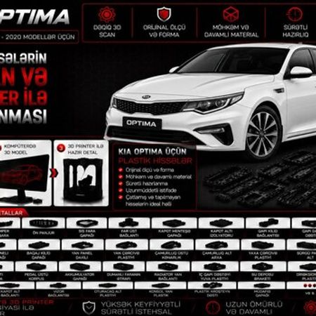 Kia Optima plastik ehtiyat hissələrinin kopyalanması – Bakı – ucuztap.az