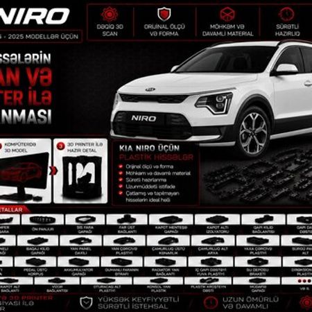Kia Niro plastik ehtiyat hissələrinin kopyalanması – Bakı – ucuztap.az