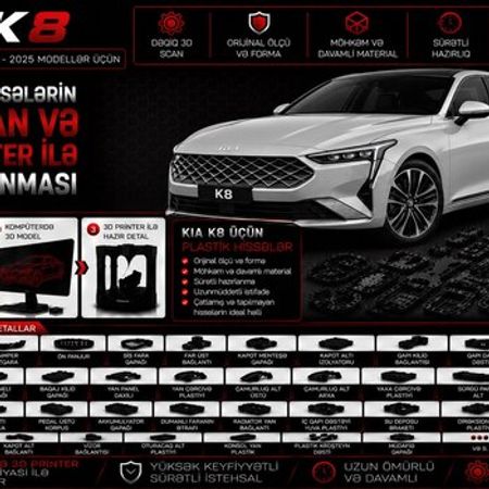 Kia K8 plastik ehtiyat hissələrinin kopyalanması – Bakı – ucuztap.az