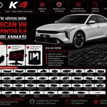 Kia K4 plastik ehtiyat hissələrinin kopyalanması – Bakı – ucuztap.az