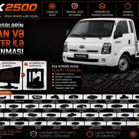 Kia K2500 plastik ehtiyat hissələrinin kopyalanması – Bakı – ucuztap.az