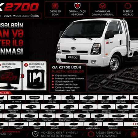 Kia K2700 plastik ehtiyat hissələrinin kopyalanması – Ehtiyat hissələri – ucuztap.az