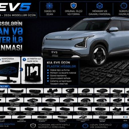 Kia EV5 plastik ehtiyat hissələrinin kopyalanması – Ehtiyat hissələri – ucuztap.az