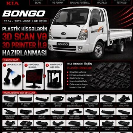 Kia Bongo plastik ehtiyat hissələrinin kopyalanması – Ehtiyat hissələri – ucuztap.az