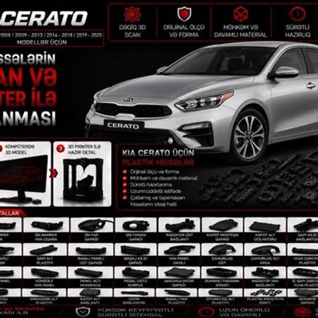 Kia Cerato plastik ehtiyat hissələrinin kopyalanması – Ehtiyat hissələri – ucuztap.az