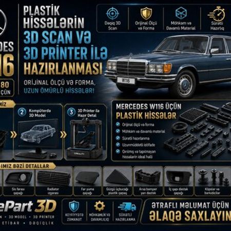 Mercedes W116 plastik ehtiyat hissələrinin kopyalanması – Bakı – ucuztap.az