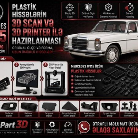 Mercedes W115 plastik ehtiyat hissələrinin kopyalanması – Bakı – ucuztap.az