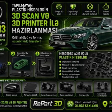 Mercedes W213 plastik ehtiyat hissələrinin kopyalanması – Bakı – ucuztap.az