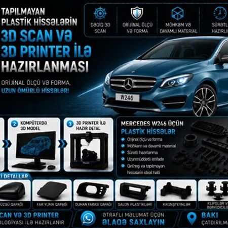 Mercedes W246 plastik ehtiyat hissələrinin kopyalanması – Bakı – ucuztap.az