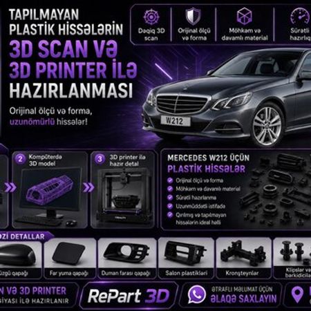 Mercedes W212 plastik ehtiyat hissələrinin kopyalanması – Bakı – ucuztap.az