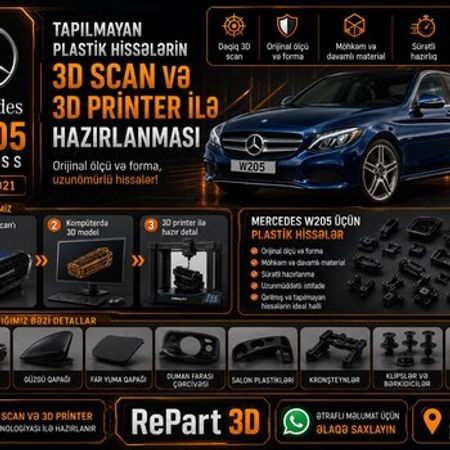 Mercedes W205 plastik ehtiyat hissələrinin kopyalanması – Bakı – ucuztap.az