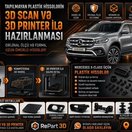 Mercedes X-Class plastik ehtiyat hissələrinin kopyalanması – Bakı – ucuztap.az