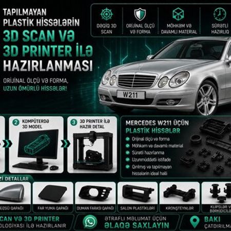 Mercedes W211 plastik ehtiyat hissələrinin kopyalanması – Bakı – ucuztap.az