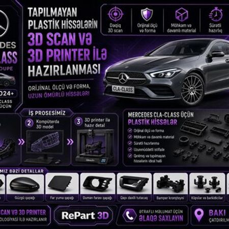 Mercedes CLA-Class plastik ehtiyat hissələrinin kopyalanması – Bakı – ucuztap.az