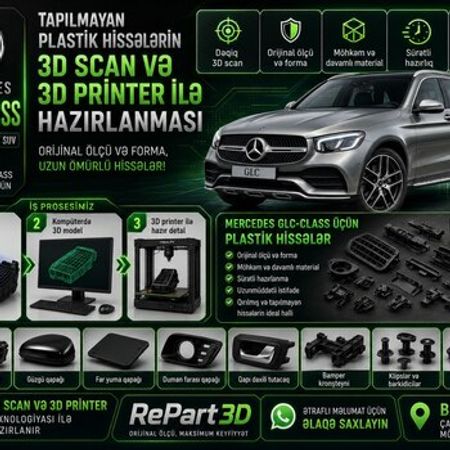 Mercedes GLC-Class plastik ehtiyat hissələrinin kopyalanması – Bakı – ucuztap.az